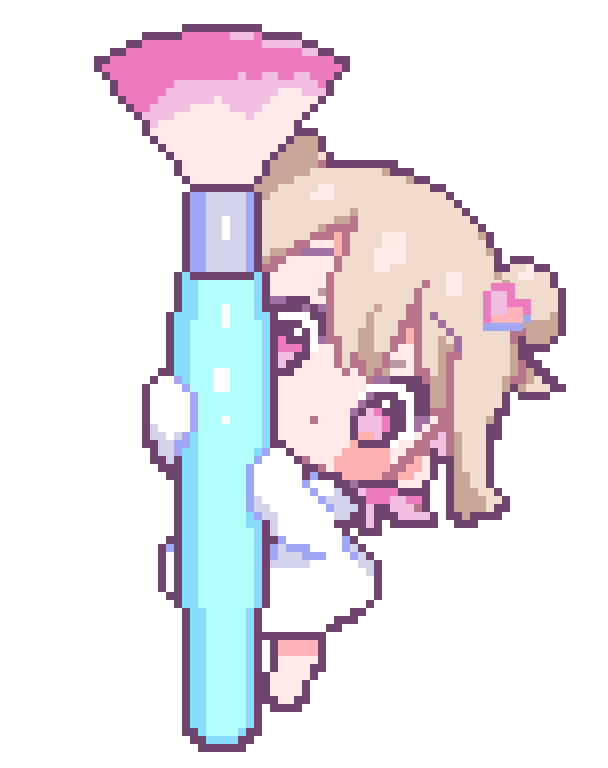 cute girl holding paintbrush